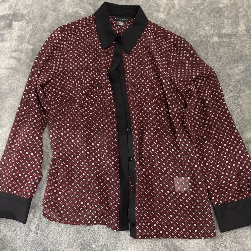 Metaphor Black and Burgundy Blouse